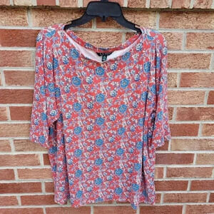 Lauren Ralph Lauren Shirt Women's Size 3X Red and Blue Floral